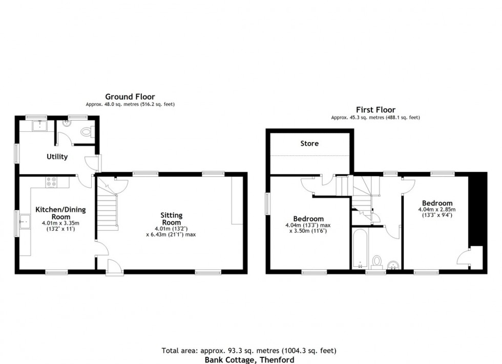 Floorplan for Bank Cottage, Thenford Road