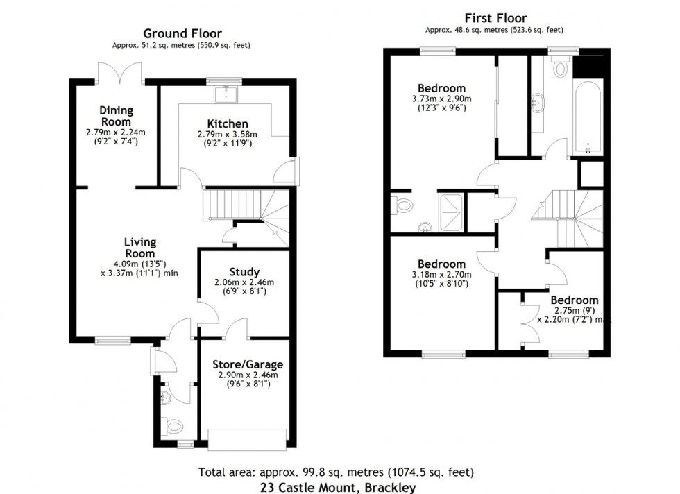 Floorplan for Castle Mount, Brackley, Northants