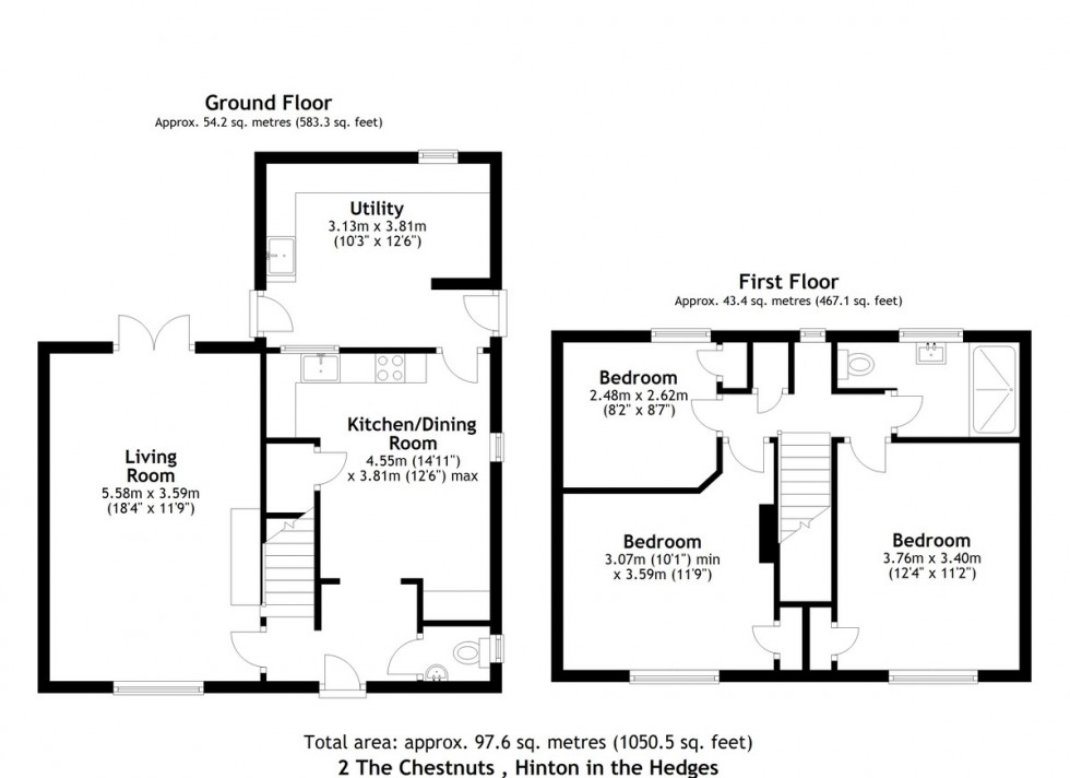 Floorplan for Hinton-in-the-Hedges, Brackley, Northants