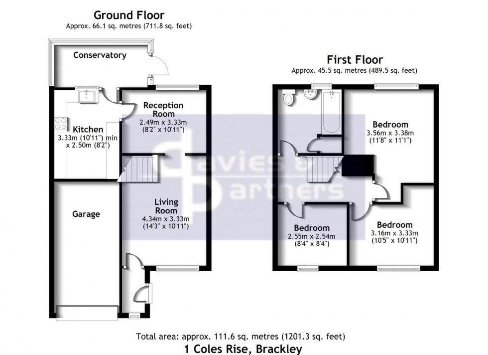 Floorplan for Coles Rise, Brackley, Northants