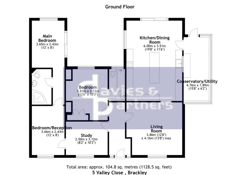 Floorplan for Valley Close, Brackley, Northants