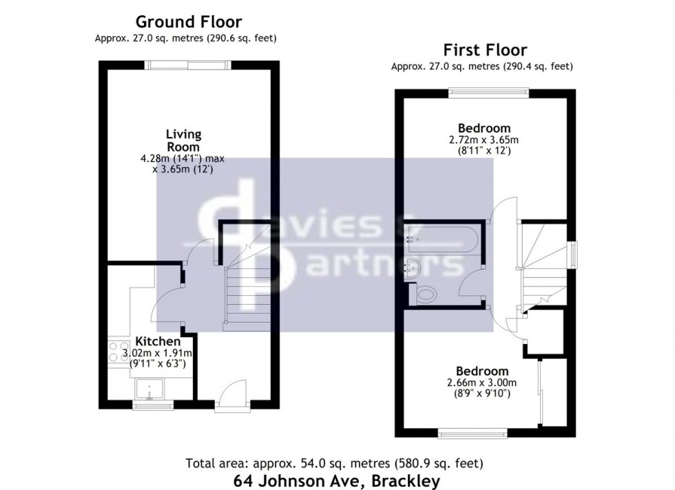 Floorplan for Johnson Avenue, Brackley, Northants