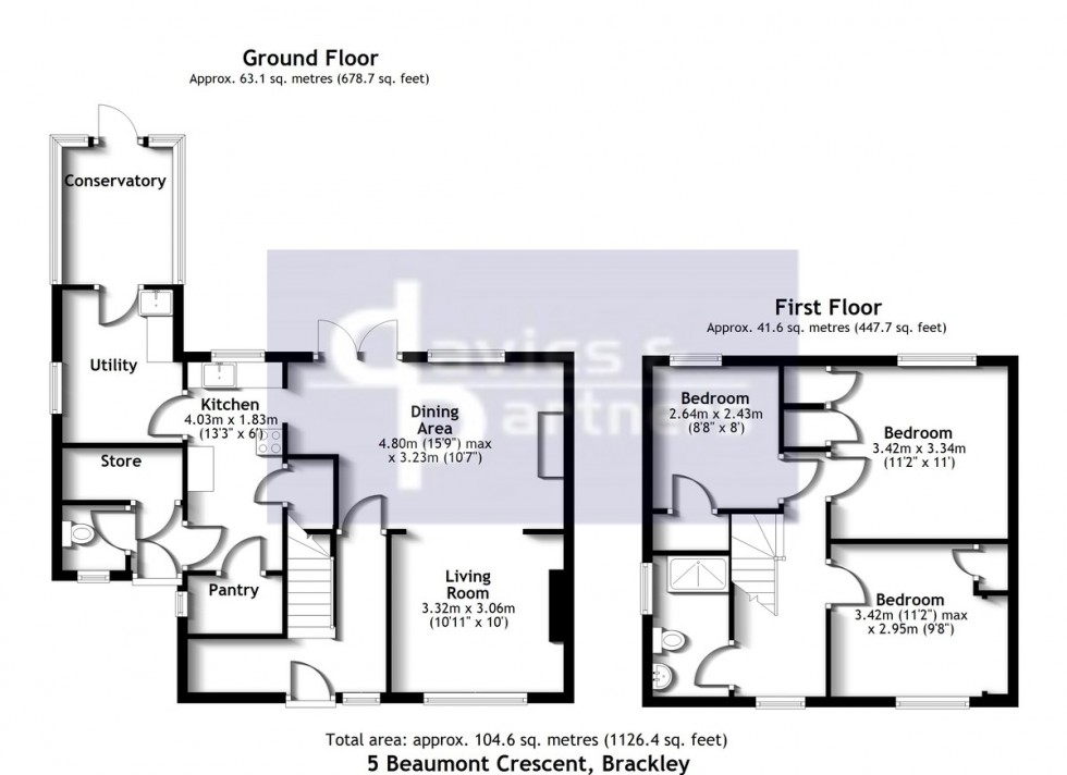 Floorplan for Beaumont Crescent, Brackley, Northants