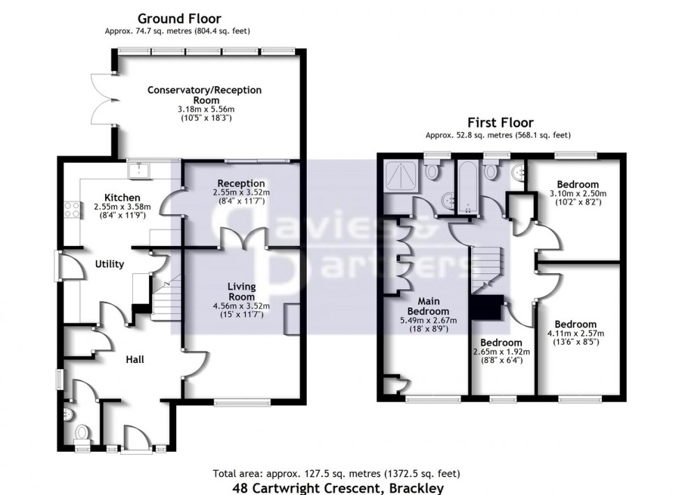 Floorplan for Cartwright Crescent, Brackley, Northants