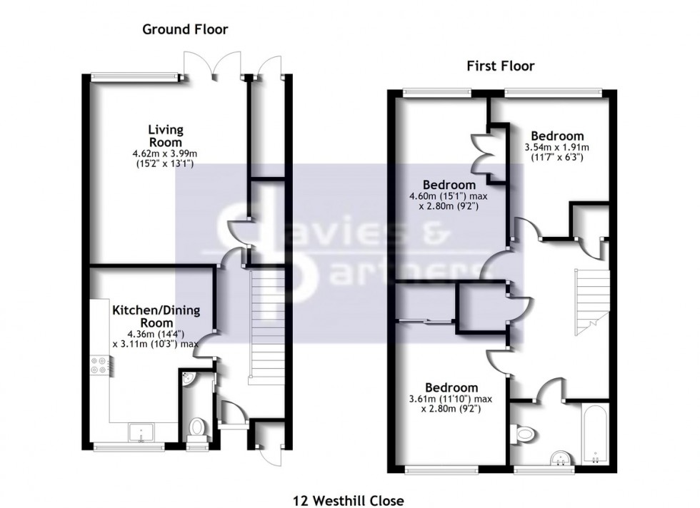 Floorplan for Westhill Close, Brackley, Northants