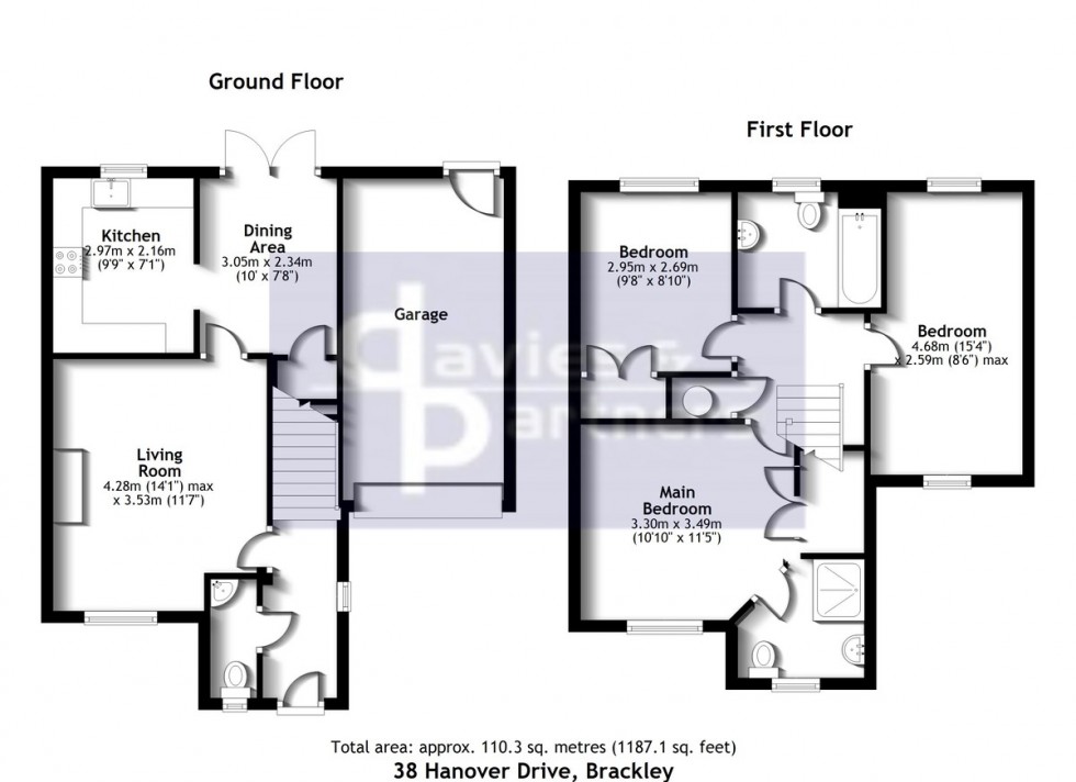 Floorplan for Hanover Drive, Brackley, Northants