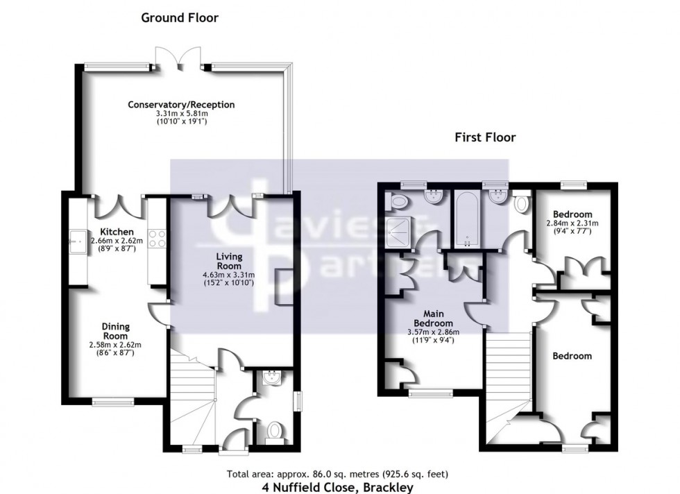 Floorplan for Nuffield Close, Brackley, Northants