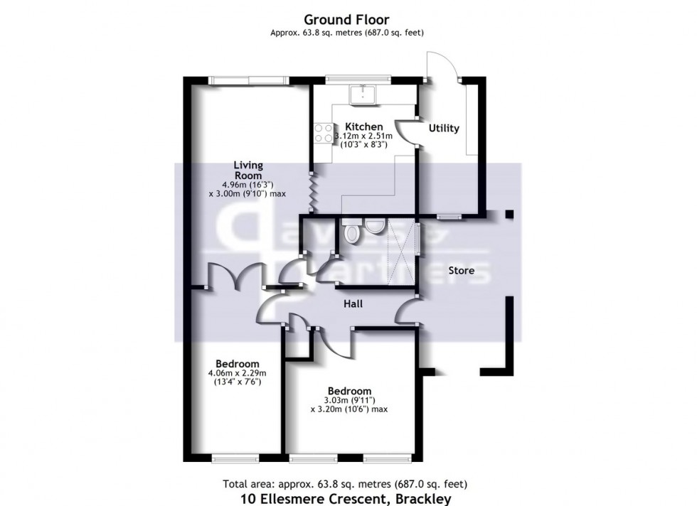 Floorplan for Ellesmere Crescent, Brackley, Northants