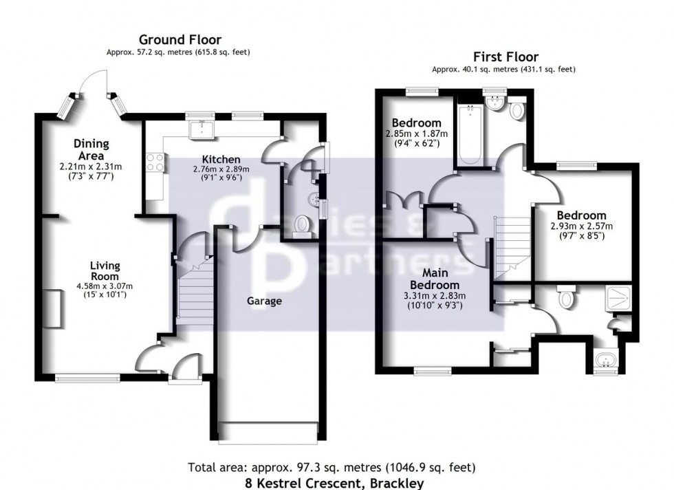 Floorplan for Kestrel Crescent, Brackley, Northants