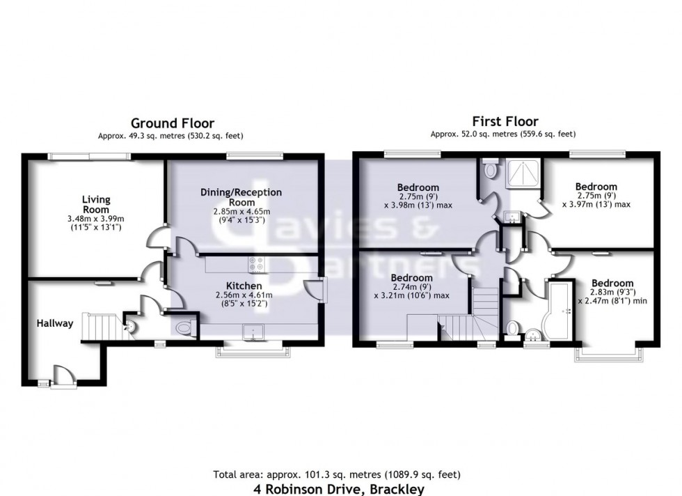 Floorplan for Robinson Drive, Brackley, Northants