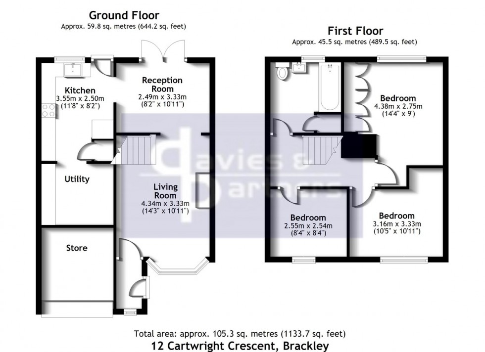 Floorplan for Cartwright Crescent, Brackley, Northants
