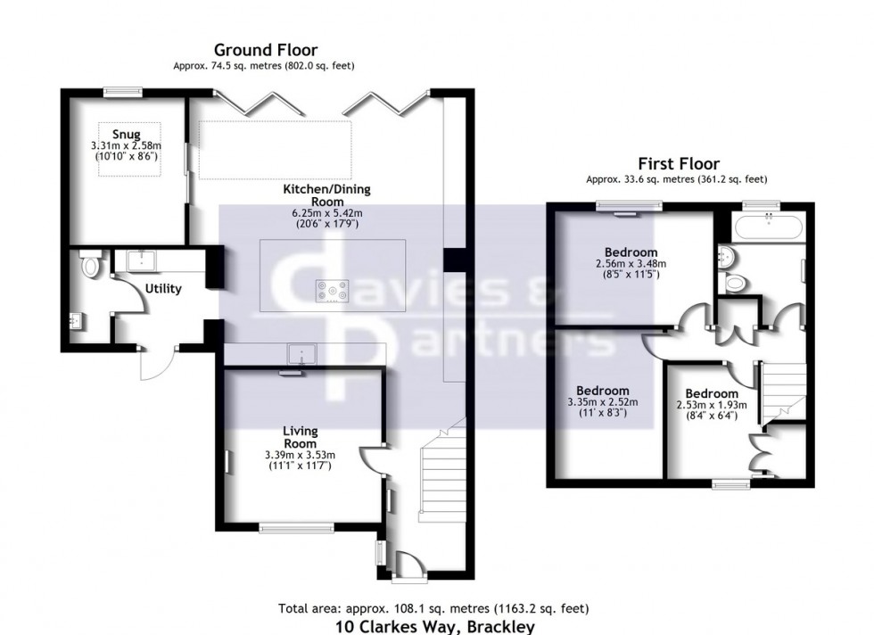 Floorplan for Clarkes Way, Brackley, Northants