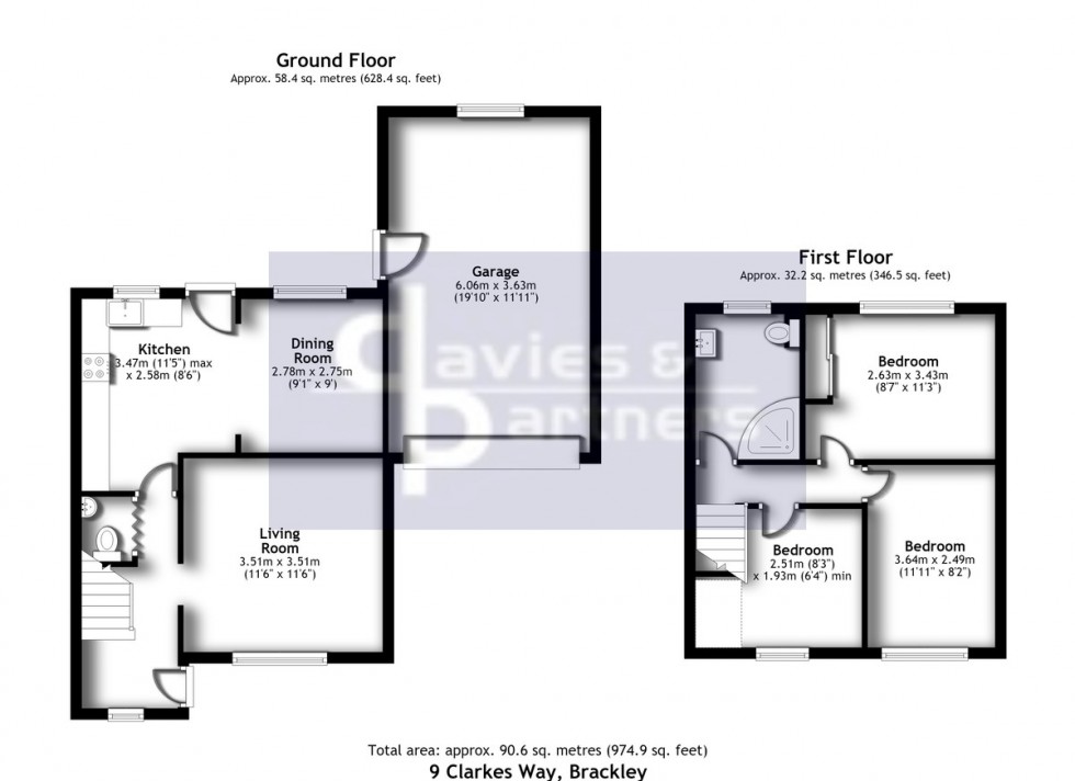 Floorplan for Clarkes Way, Brackley, Northants